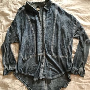 FREE PEOPLE button down acid wash shirt